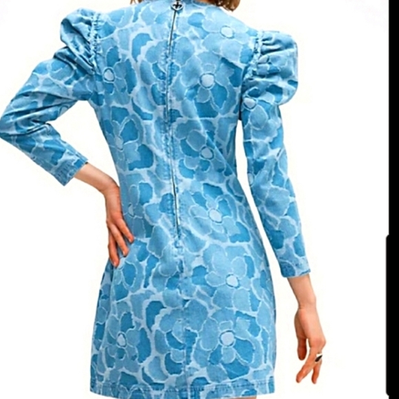 NWT Kate Spade Abstract Peony Denim Dress - Picture 11 of 12